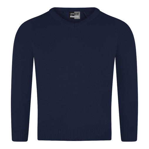 Knitted V-Neck Jumper (Zeco) (KJ3114) Navy