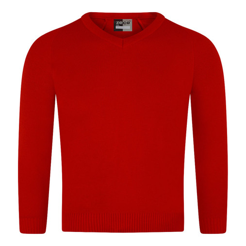 Knitted V-Neck Jumper (Zeco) (KJ3114) Red