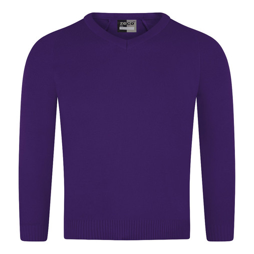 Knitted V-Neck Jumper (Zeco) (KJ3114) Purple