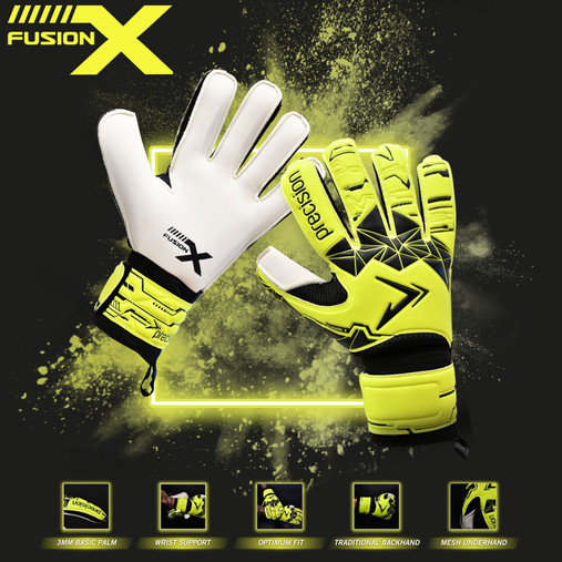 Precision Junior Fusion X Flat Cut Essential Goalkeeper Gloves