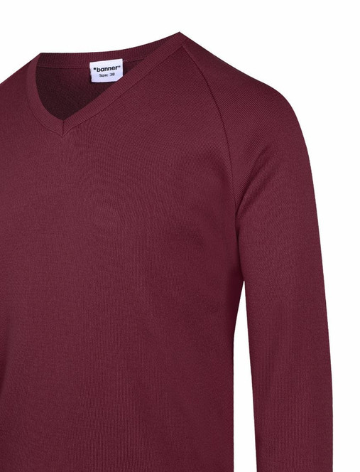 50/50 V-Neck School Jumper (Banner) in Maroon
