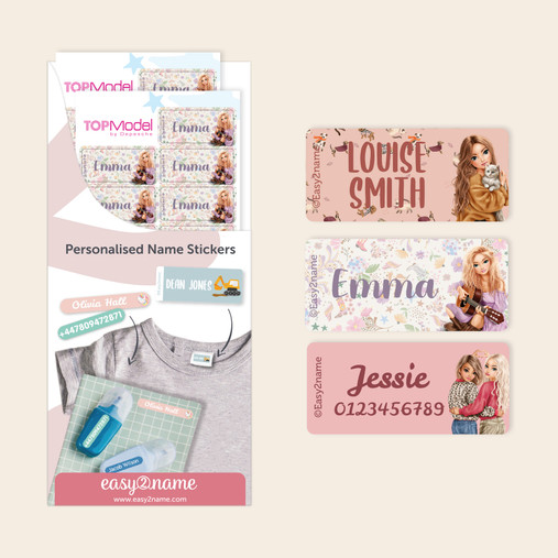Easy2Name TOPModel clothing name stickers, personalised with a name