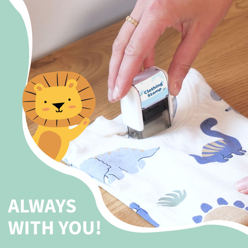Stamping a name into children's clothes with the Easy2Name clothing stamp