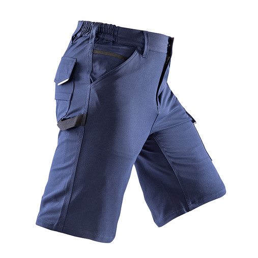 Black slim fit stretch work shorts with thigh pocket, ruler pocket and belt loops