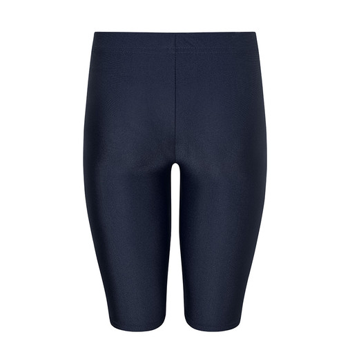 Zeco girls shiny lycra school shorts in navy, back view