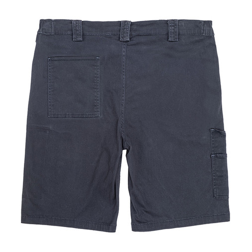 Navy slim chino style stretch work shorts with cargo front pocket and belt loops