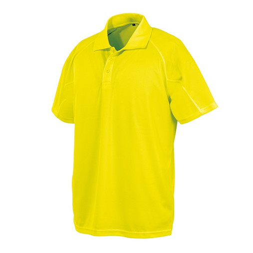 Royal blue quick dry performance polo shirt with ribbed collar and three button placket