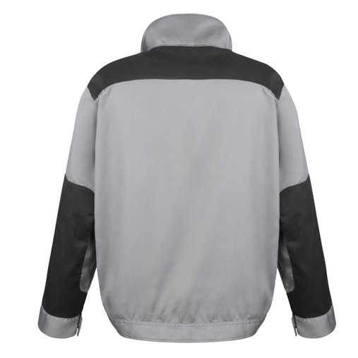 Two-tone lightweight work jacket with bellowed chest pockets, stand up collar and orange tabs