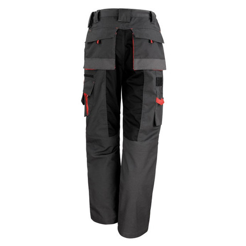 Two-tone technical work trousers with knee pad pockets, zipped cargo pocket and contrast panels