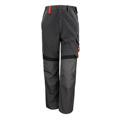 Two-tone technical work trousers with knee pad pockets, zipped cargo pocket and contrast panels