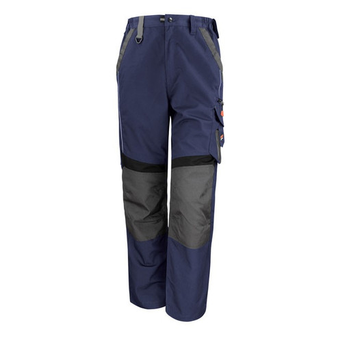 Two-tone technical work trousers with knee pad pockets, zipped cargo pocket and contrast panels