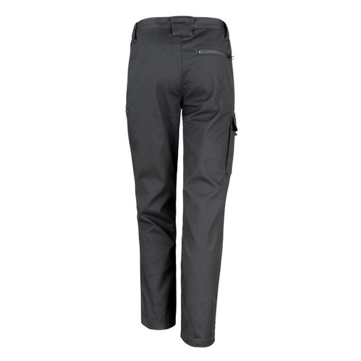 Stretch work trousers with zipped side pockets, cargo pocket and reinforced ankle hems