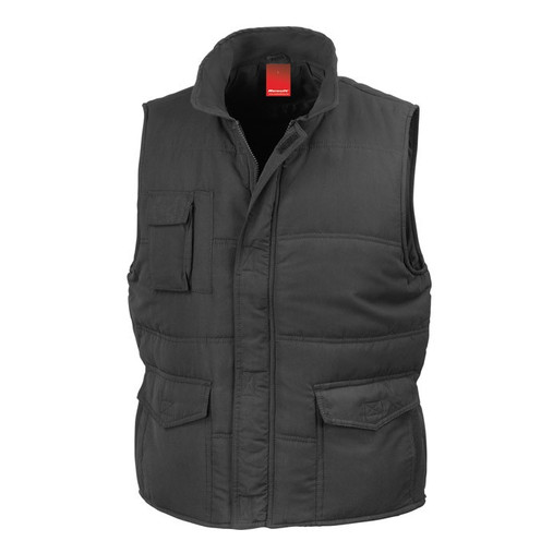 Result padded bodywarmer with zip-through collar, chest pocket and tear release front pockets