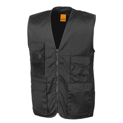 Multi pocket polycotton work waistcoat with bellowed chest pockets, D-ring and zip front