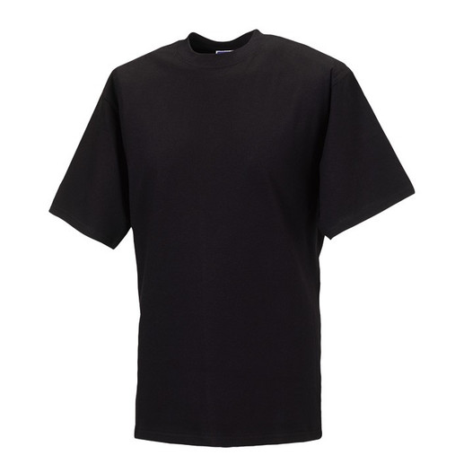 Plain crew neck cotton t-shirt with short sleeves and rib collar, shown from the front