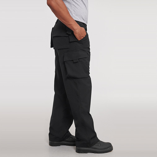 Heavy duty polycotton canvas combat work trousers with knee pad pockets, shown from the front