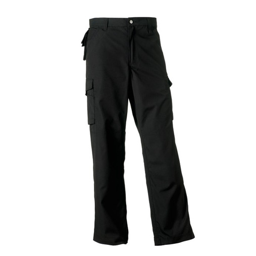 Heavy duty polycotton canvas combat work trousers with knee pad pockets, shown from the front