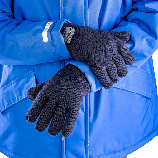 Pair of children's navy knitted gloves lined with Thinsulate