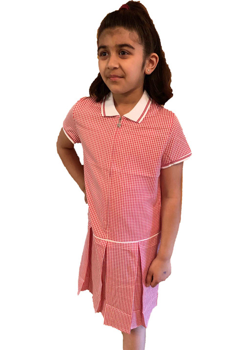 Girls' Gingham School Dress (Ayra) Red