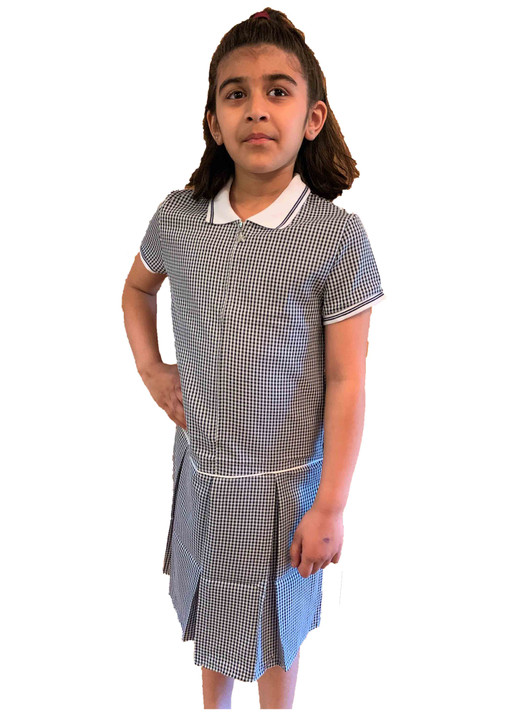 Girls' Gingham School Dress (Ayra) Navy