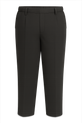This image displays boys' black plus size school trousers on a clean transparent background. Perfect for e-commerce or print catalogs, the trousers are tailored in a sturdy fit with a wider waist and a gently tapered leg for improved comfort and appearance. They come with a discreet front clip fastening, elasticated back waistband, and practical side pockets. The fabric has a deep black tone suitable for all school uniform requirements, combining durability, flexibility, and a smart school-ready look.