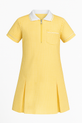 Bring sunshine to the school day with this gold gingham dress. A perfect schoolwear choice for warmer weather, with breathable material, a tidy zip front, and matching scrunchie for a coordinated look.