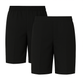 A clean, professional photograph of two pairs of black school shorts laid out side by side on a white background. Designed with a full elastic waist and a smooth flat front, these shorts provide a smart and comfortable fit with no zips or buttons. The sleek black fabric is ideal for meeting school uniform standards, while the twin pack ensures convenience and great value for parents. Suitable for boys aged 2–13, these shorts are perfect for busy school days.