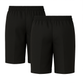 A clear, high-resolution image presenting the back of two black boys' school shorts. Shown on a bright white background, the shorts highlight the elasticated back waistband that offers both comfort and a snug fit for growing children. With a smooth flat-front style complemented by the practical stretch at the back, these shorts provide freedom of movement without sacrificing a sharp, school-appropriate appearance. Ideal for children aged 2–13.