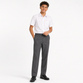 Older boy wearing grey sturdy fit plus size school trousers with full elastic waist, white school shirt and black shoes