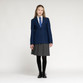 Zeco unisex eco school blazer in royal blue, worn, front view