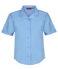 TPB422 Girls Short Sleeve Revere Collar Non-Iron Blouse - White - Twin Pack - Blue