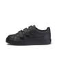 Kickers Tovni Trip Junior leather black school shoes angled front view showing Velcro straps and toe detail