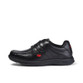 Kickers Reasan Strap Leather Youth Boys School Shoes Black angled front view