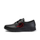 Kickers Kelland Lo Lace Leather Adult School Shoes Black angled front view