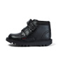 Kickers Kick Hi Leather Infant School Boots Black angled front view