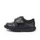Kickers Kick Lo Leather Infant School Shoes Black angled front view