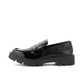 Kickers Kori Loafer Leather Womens Shoes Black angled front view