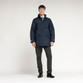 Zeco winter parka in navy, worn, front view