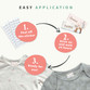 How to apply Easy2Name watercolour name stickers: peel off, stick on and wait 24 hours, then ready to use