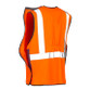 Fluorescent orange breakaway hi vis vest with reflective tape around the chest and over the shoulders