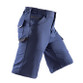 Black slim fit stretch work shorts with thigh pocket, ruler pocket and belt loops