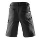 Black slim fit stretch work shorts with thigh pocket, ruler pocket and belt loops
