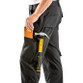 Black slim fit stretch work trousers with thigh pockets, ruler pocket and articulated knees