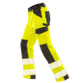 Fluorescent orange hi vis stretch work trousers with printed reflective bands and thigh pockets