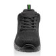 Black low cut safety trainer with knit mesh upper, padded collar and dual density sole