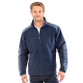 Black heavy duty fleece jacket with contrast shoulder and elbow patches and stand-up collar