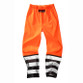 Fluorescent orange waterproof hi vis trousers with black mesh panels and reflective leg bands