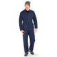 Black zip front overalls with storm flap, chest zip pocket and hip pockets