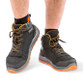 Black, grey and orange nubuck leather safety boot with padded ankle collar and laces