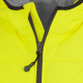 Fluorescent orange padded hi vis jacket with hood, reflective bands and zipped front pockets